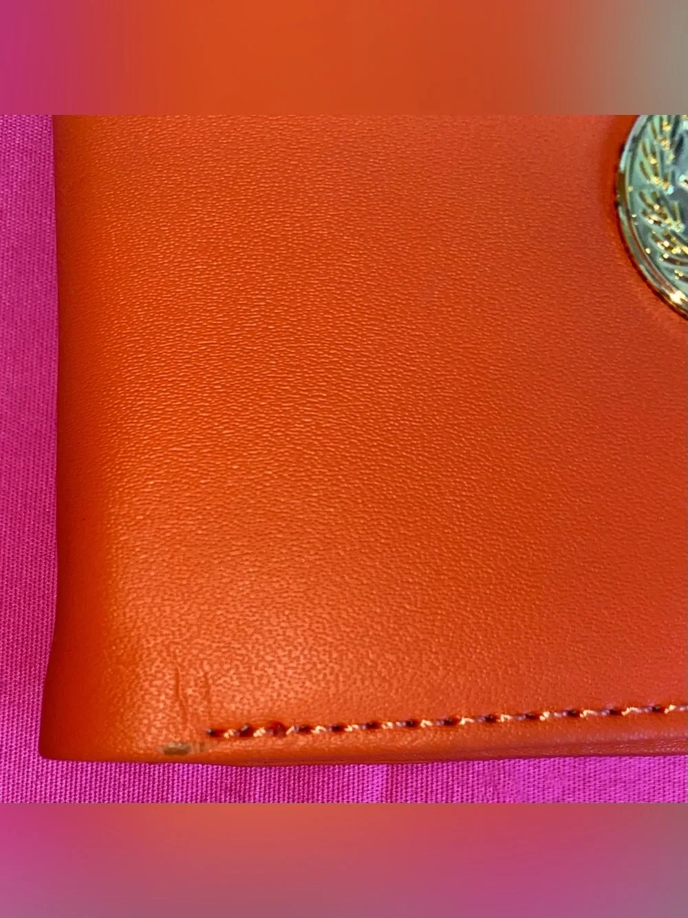 Diamond Supply Co. Orange Leather Bifold Wallet Card Gold